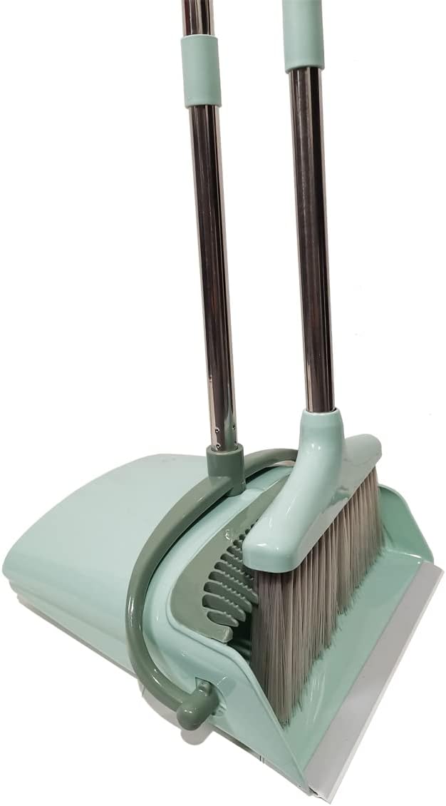 Extendable Long Handle Broom and Dustpan Set, Stainless Lightweight Upright by HOMEIMPROVEMENT