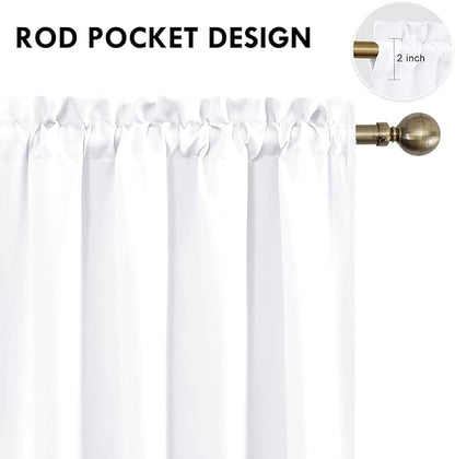 DWCN White Curtains for Living Room Thermal Insulated, 50% Light Blocking Curtains for Bedroom, Dining Room Window, W 70x L 84 Inch, Set of 2 Rod Pocket Curtain Panels