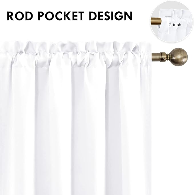DWCN White Curtains for Living Room Thermal Insulated, 50% Light Blocking - Image 3