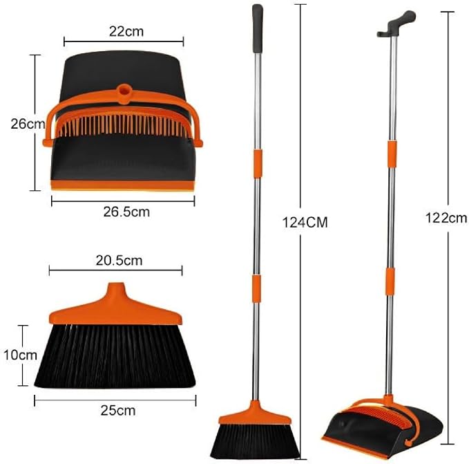 ECO CREST-Mini Dust Pan and Broom Set Long Handle Sweeping Set PP PET Black & - Image 3