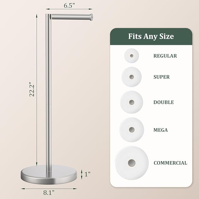Brushed Nickel Toilet Paper Holder Stand, Freestanding Toilet Paper Holder - Image 4