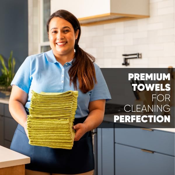 12" x 12" MW Pro Multi-Surface Microfiber Cleaning Cloths | Yellow - Image 4