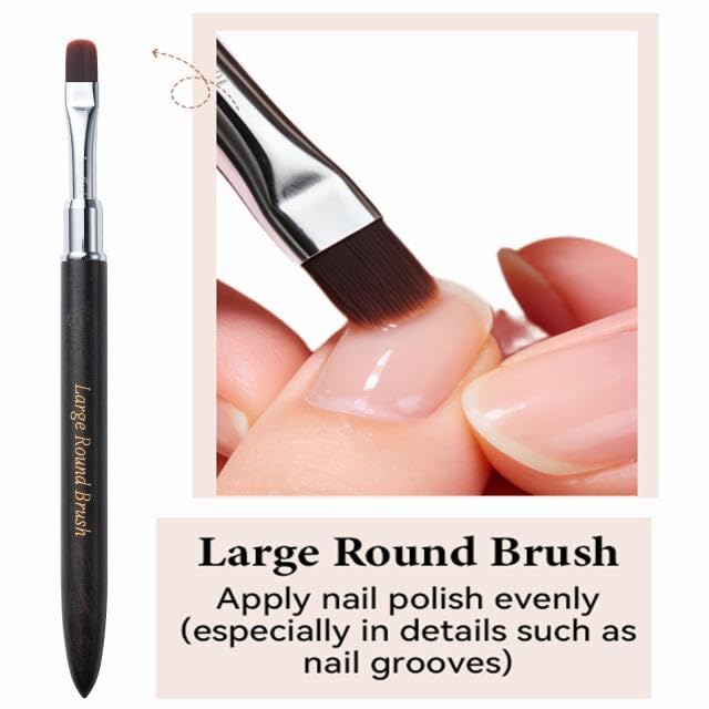 Large Round Brush for Builder Gel-Wide Head for Smooth, Streak-Free Application - Image 3