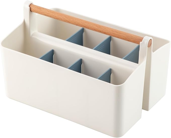 Large Portable Basket with Handle, Plastic Craft Storage Organizer Caddy Tote by Vidifor