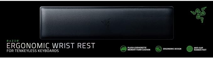 Razer Ergonomic Wrist Rest for Tenkeyless Keyboards: Plush Leatherette Memory by Razer