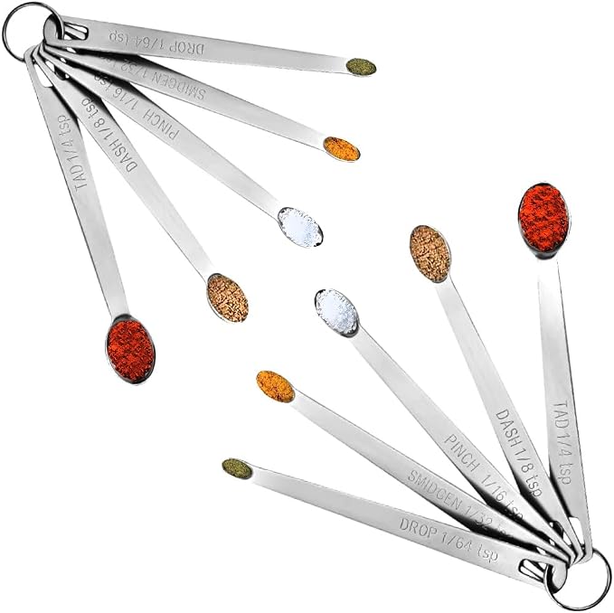 2 Pack Teaspoon Measuring Spoons, 1/4 tsp, 1/8 tsp, 1/16 tsp, 1/32 tsp by YUNNKEEY