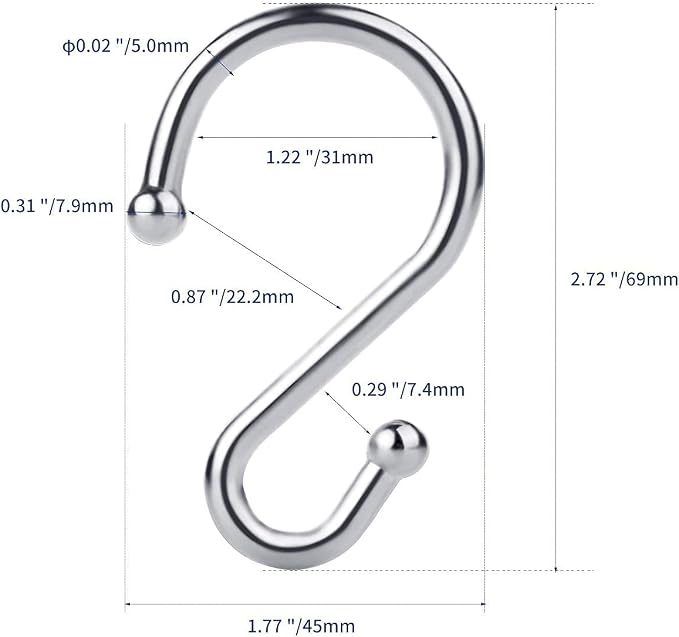 Metal Shower Curtain Hooks，Set of 12 Rings，Rust Resistant S Shaped Hooks Hangers - Image 5