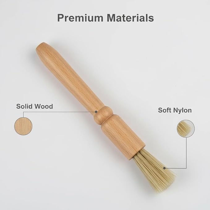 Coffee Grinder Cleaning Brush 2Pcs, Wood Handle & Natural Bristles Wood Dusting - Image 4