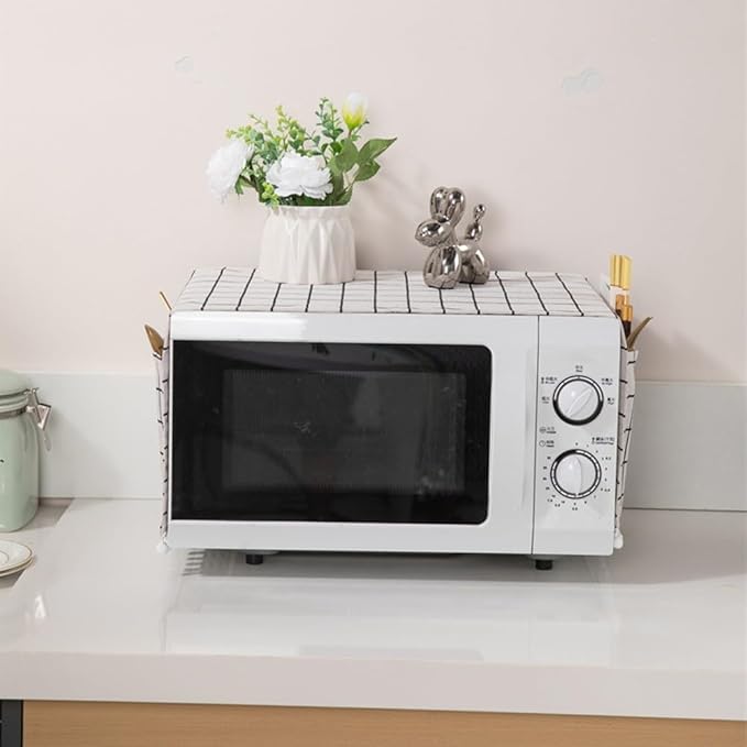 Microwave Oven Cover Dust Oil Proof Cotton Linen Waterproof Fabric Cloth Machine Protector Decorative Kitchen Appliance Cover 30 * 90cm Oven Cover Cloth Dust Cover(gray)