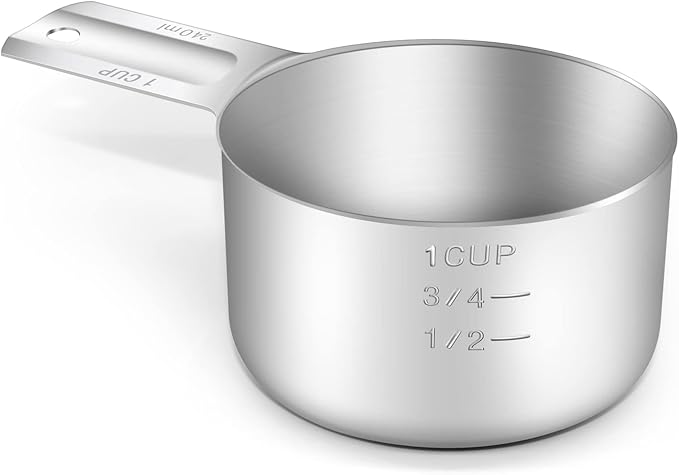 1PCS 1Cup Single Measuring Cup, Stainless Steel Measure Scoop, Metric and US by BERYLER
