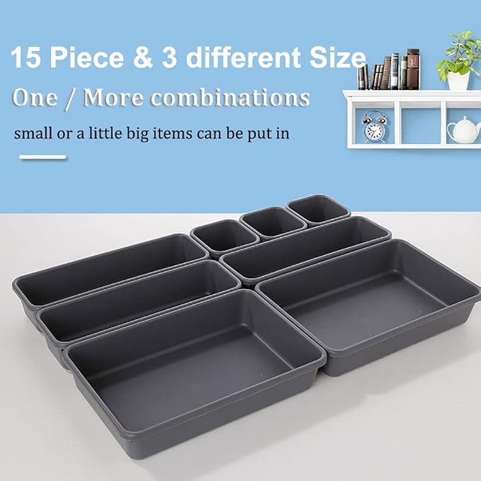 15 PCS Interlocking Desk Drawer Organizer Separator - Image 6