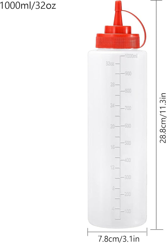 Condiment Squeeze Bottles Ketchup Dispenser, 4 Pack 32oz Squeeze Bottles - Image 2
