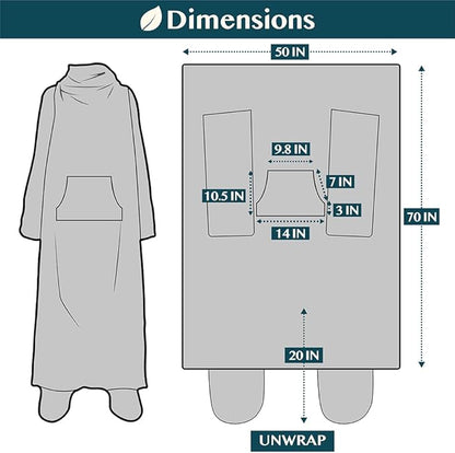 PAVILIA Fleece Blanket with Sleeves, Foot Pockets for Women Men Adults, Plush Wearable Blanket Throw Wrap, Warm Snuggle Blanket Robe, Cozy Gift Ideas Wife Mom, Taupe Beige