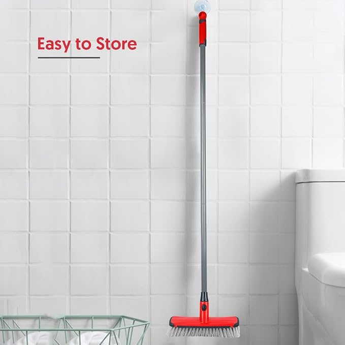 Floor Scrubber with Long Handle, 2 in 1 Scrubbing Brush Stiff Bristle Shower - Image 4