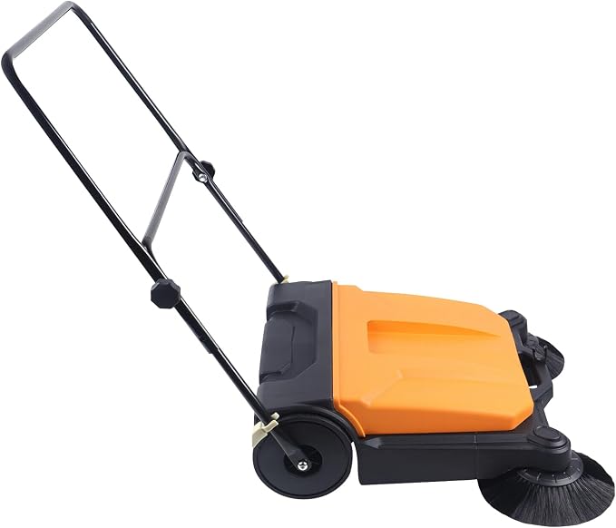 26Inch Walk-Behind Hand Push Floor Sweeper, Floor Sweeper Manual, 15L Portable - Image 3
