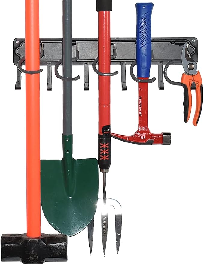 YueTong All Metal Garden Tool Organizer, Adjustable Garage Wall Organizers and by YueTong