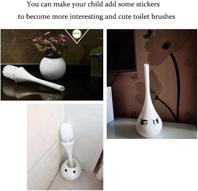 White Bathroom Decor Toilet Brush and Holder Set, Modern Toilet Bowl Brush - Image 5