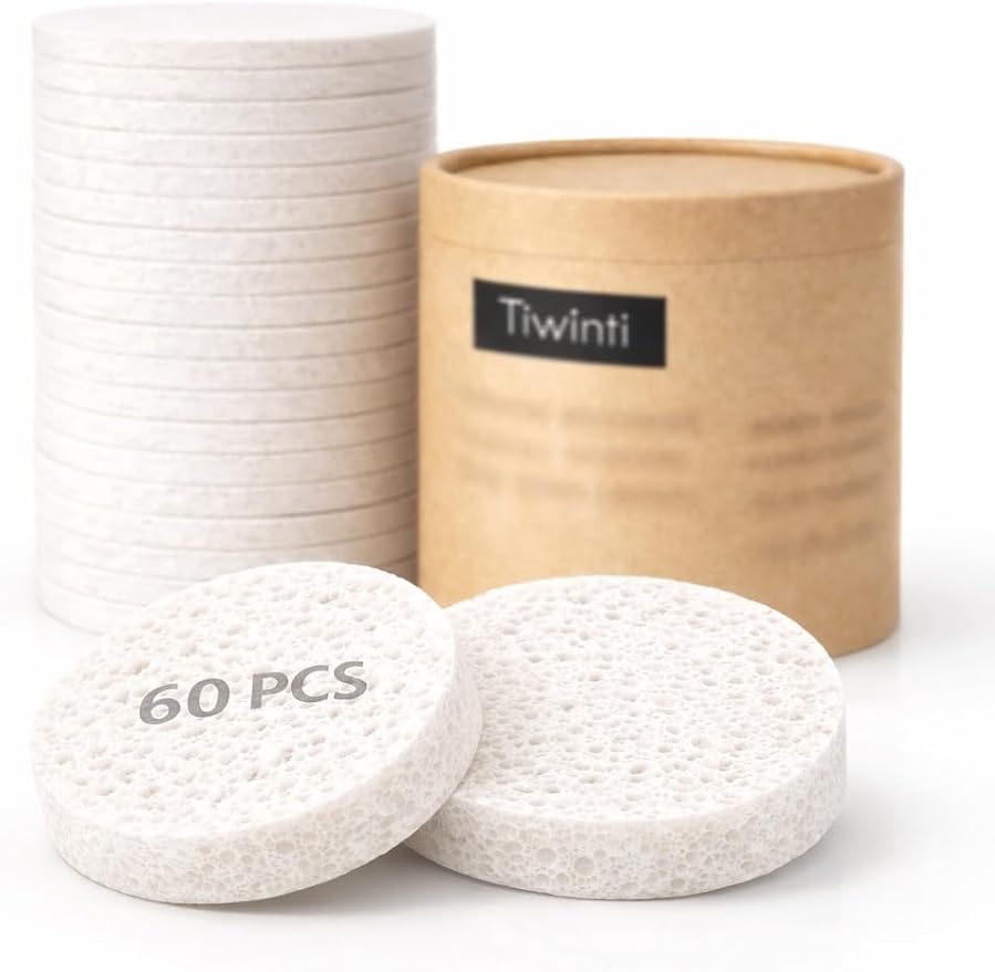 Compressed Facial Sponges 60 Pack – Natural Cellulose Facial Sponge by OEGlobal