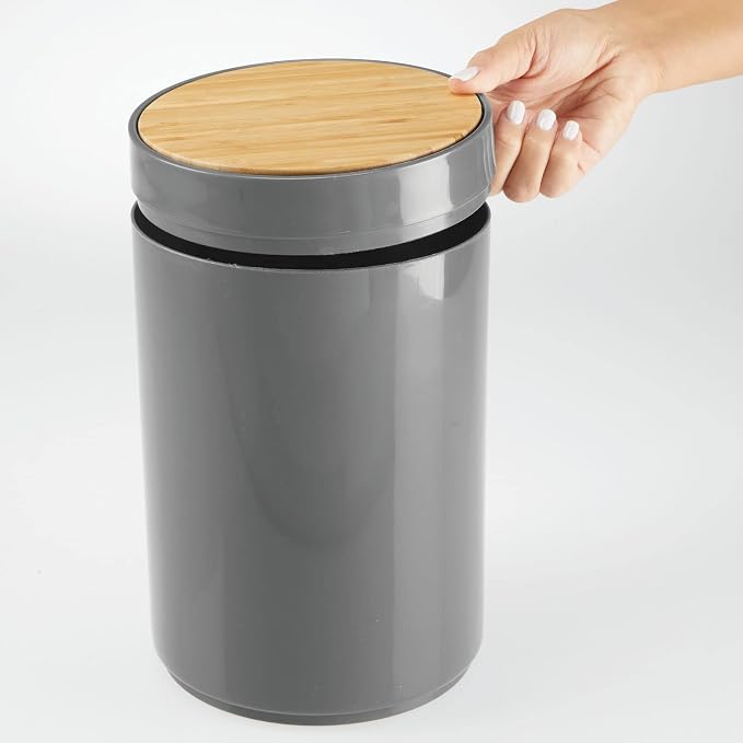 mDesign Plastic Round Trash Can Small Wastebasket - Image 5
