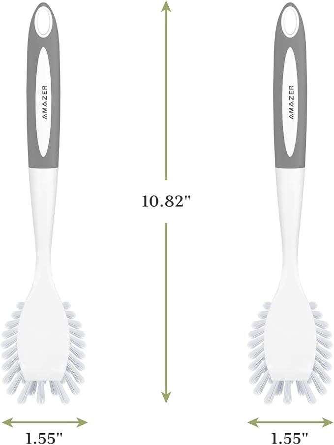 Amazer Dish Brush with Handle, 2 Pack Kitchen Scrub Brushes - Image 3