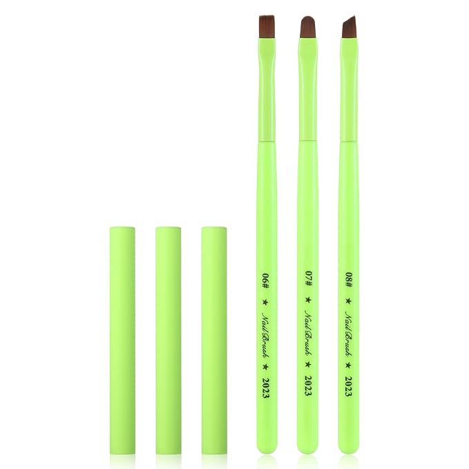 Fluorescent Green Nail Art Clean Up Brushes by INENK