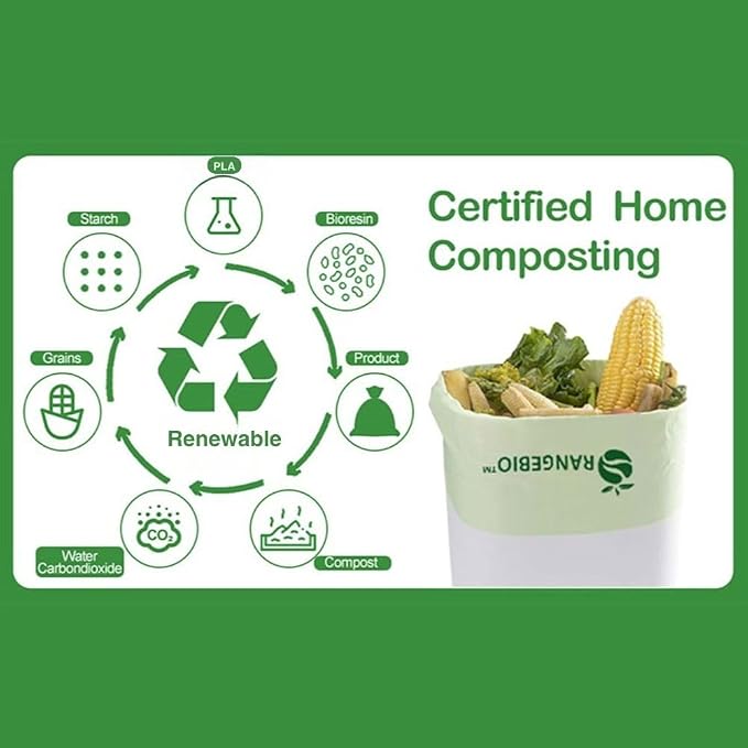 100% Certified Home Compostable Trash Bags, 55 Gallon, 1.5 Mils Extra Thick 38 - Image 4