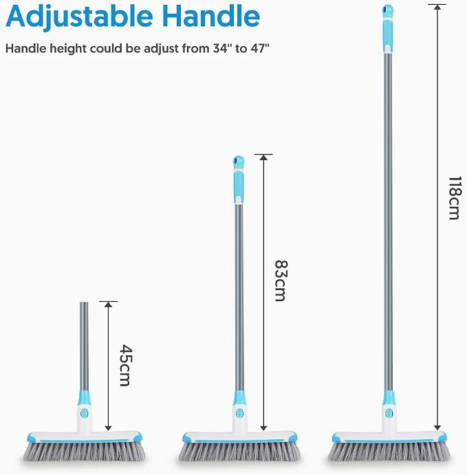Floor Scrubber with Long Handle, 2 in 1 Scrubbing Brush Stiff Bristle Shower - Image 3