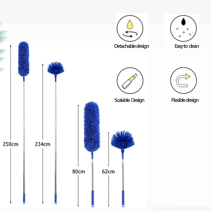 Cobweb Duster with Extension Pole, Ceiling Cob Web Cleaner Kit with 2 Duster - Image 2
