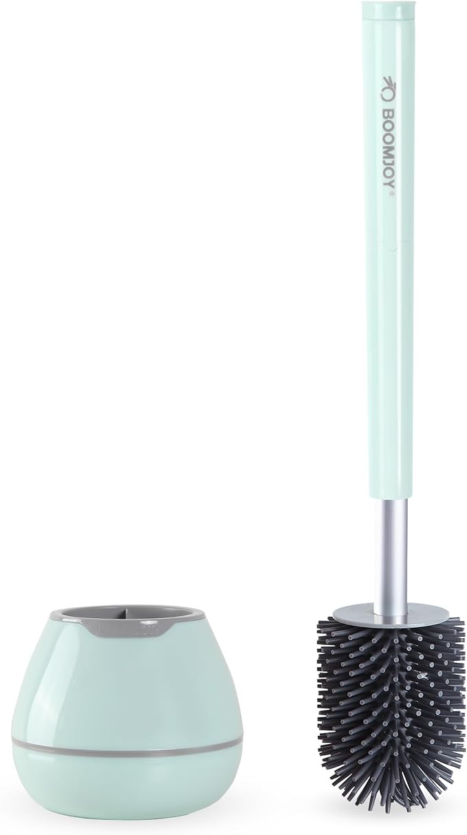 BOOMJOY Toilet Brush and Holder Set, Silicone Toilet Bowl Cleaner Brush by BOOMJOY