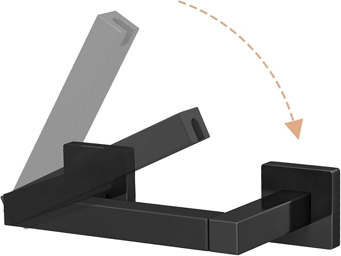 Toilet Paper Holder Matte Black Wall Mounted Post Pivoting Square Tissue by FEILERN