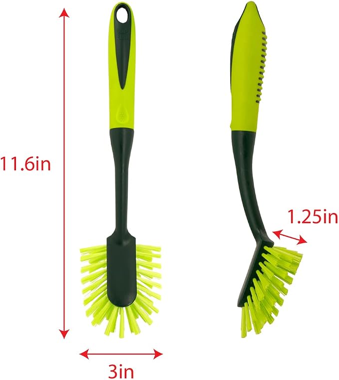 Pine-Sol Long Handle Dish Brush – Heavy Duty Bristle Kitchen Scrubber, Safe - Image 4