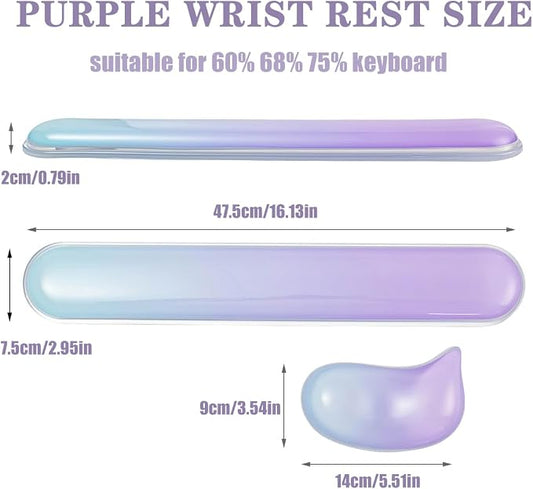 Gel Keyboard and Mouse Wrist Rest Set –Blue Purple Clear Wrist Rest - Image 2