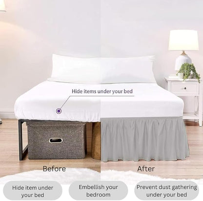 Ruffle Bed Skirt with Split Corners, Microfiber Dust Ruffled for a Perfectly Tailored Bedding Ensemble, Wrinkle and Fade Free, Easy Fit, Twin Size 12 Inch Drop, Light Grey