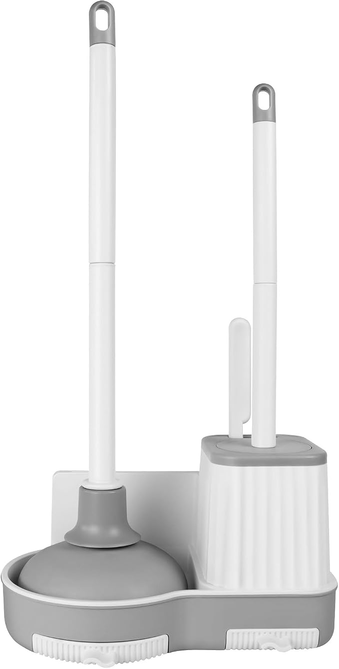 Toilet Brush and Plunger Set, 3 in 1 Toilet Bowl Brush and Holder by Silkyhose