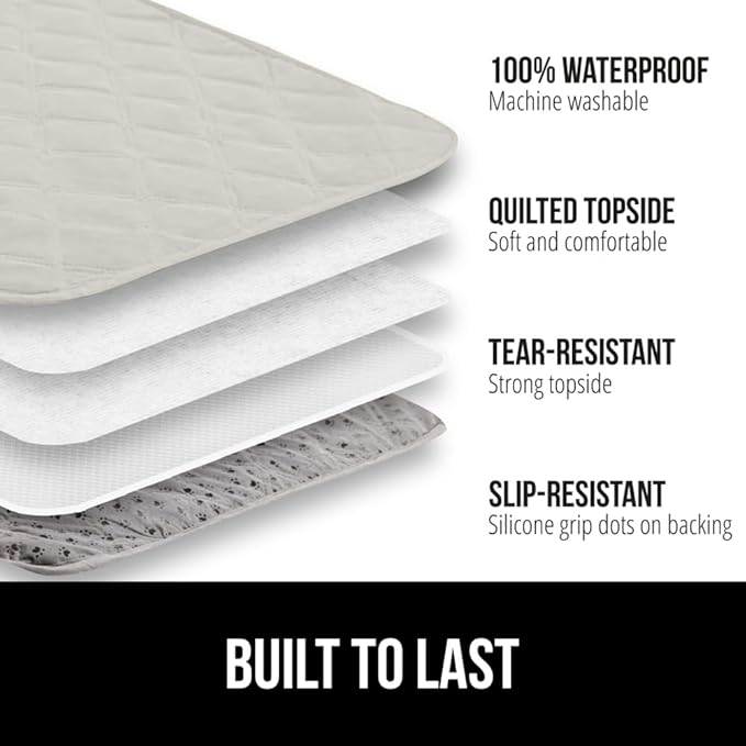 GORILLA GRIP Waterproof Bed Cover for Dogs, 82x68, Gripped Slip Resistant Backing, Leak Proof Washable Dog Blanket Covers Sofa, Couch, Sectional, Crate, Car, RV Seats, Pet Puppy Essentials Light Taupe