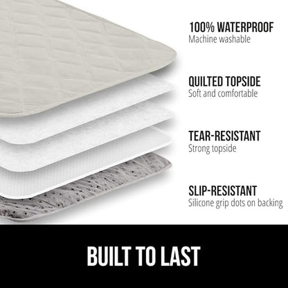GORILLA GRIP Waterproof Bed Cover for Dogs, 82x68, Gripped Slip Resistant Backing, Leak Proof Washable Dog Blanket Covers Sofa, Couch, Sectional, Crate, Car, RV Seats, Pet Puppy Essentials Light Taupe