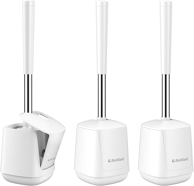 SetSail Toilet Brush 3 Pack Toilet Bowl Brush and Holder Toilet Cleaner Brush by SetSail