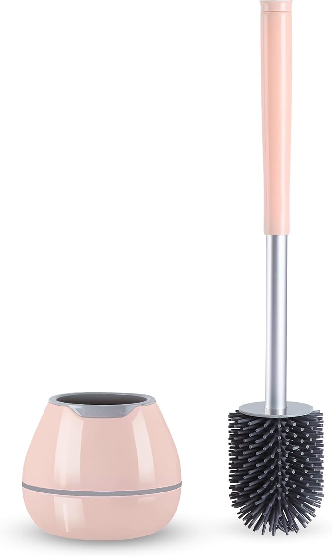 BOOMJOY Toilet Brush and Holder Set, Silicone Toilet Bowl Cleaner Brush by BOOMJOY