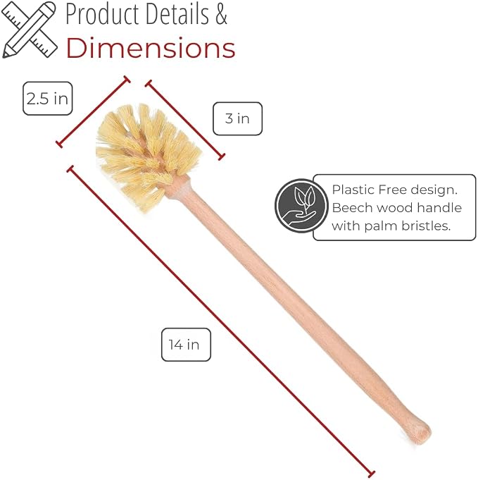 husMait Bottle Brush with Extra Long Wood Handle and Strong Bristles - Image 2