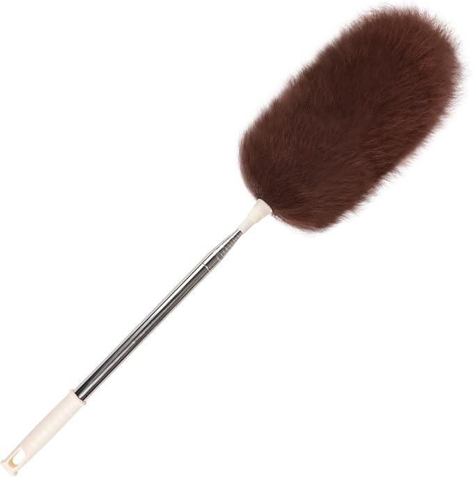 Extendable Lambswool Duster Stainless Steel Handle 133" Removable Feather Duster by iHUFeather