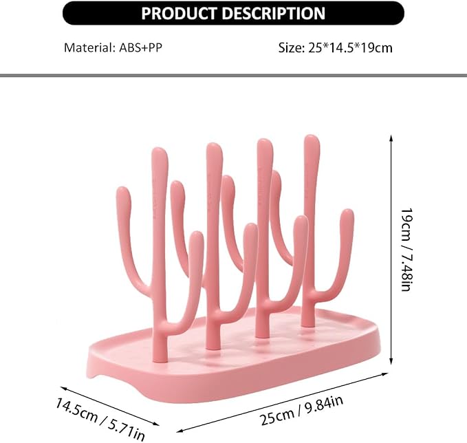 Pink Baby Bottle Drying Rack, Portable Bottle Holder - Image 2