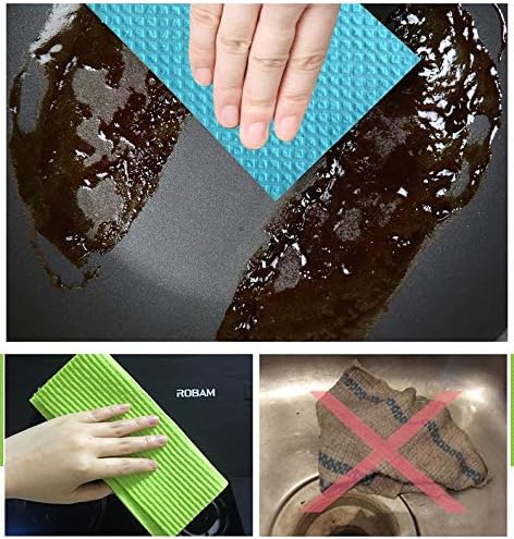 Reusable Cleaning Cellulose Sponge Cloths Absorbent Wipes Clean Kitchen Car - Image 4