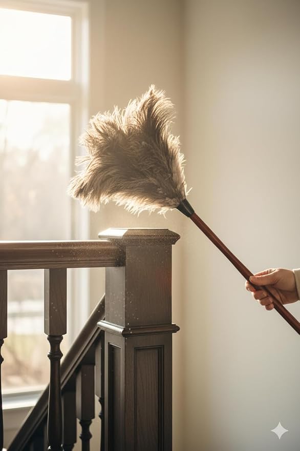 28-29" Natural Ostrich Feather Duster - Image 3