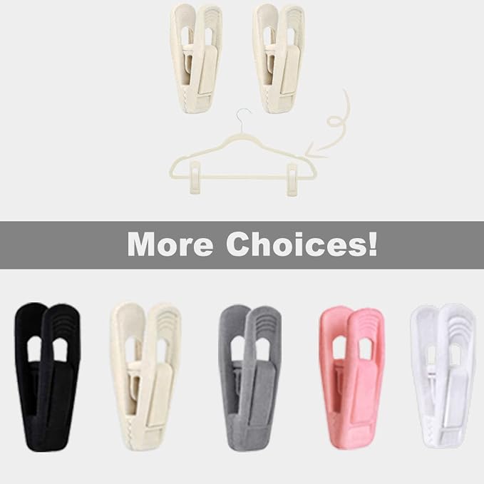Beige Velvet Hangers, Non-Slip Velvet Clips - Image 8