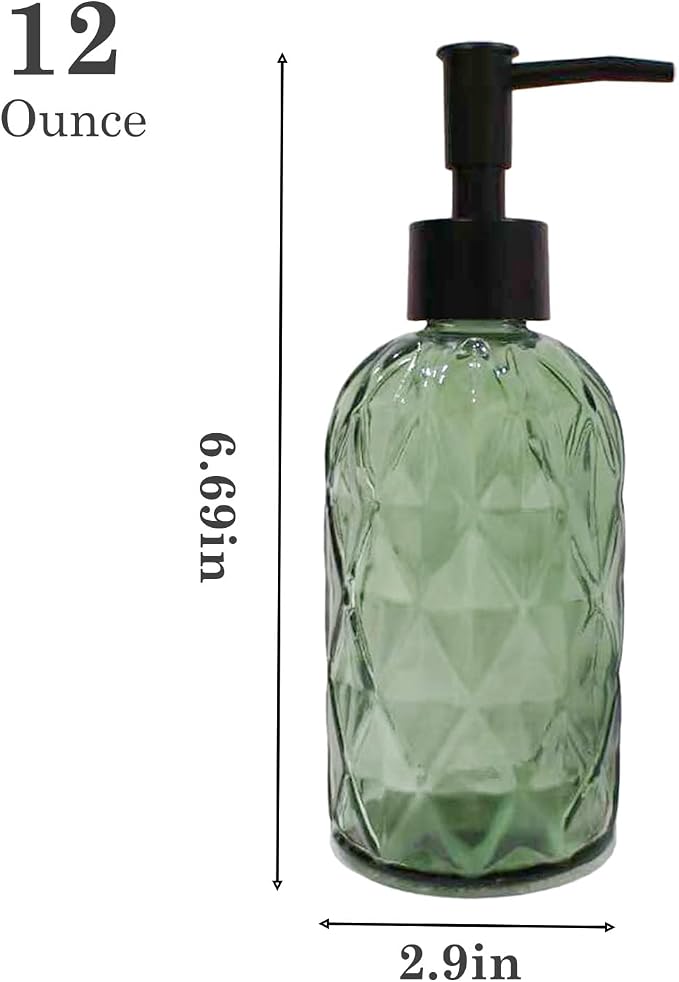 Green Glass Soap Dispenser - Image 2