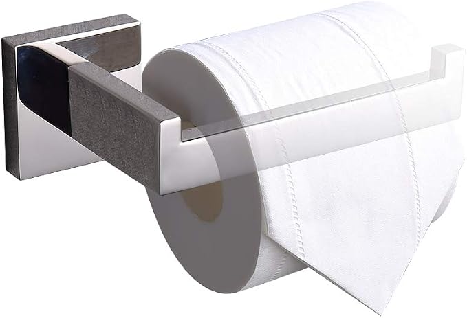 TASTOS Polished Chrome Toilet Paper Holder SUS304 Stainless Steel, Modern - Image 2