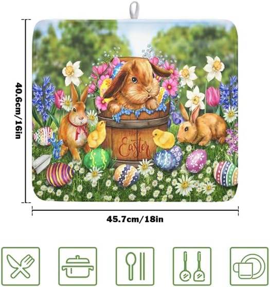 Easter Bunnies Eggs Dish Drying Mat - Image 2