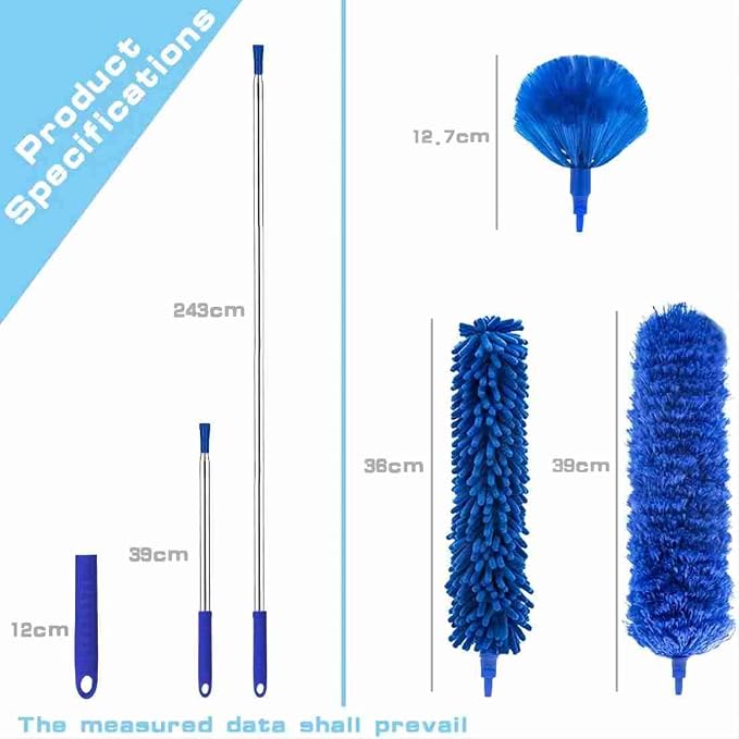Cobweb Duster with Extension Pole, Washable Cleaning Duster Kit with 3 Duster - Image 2