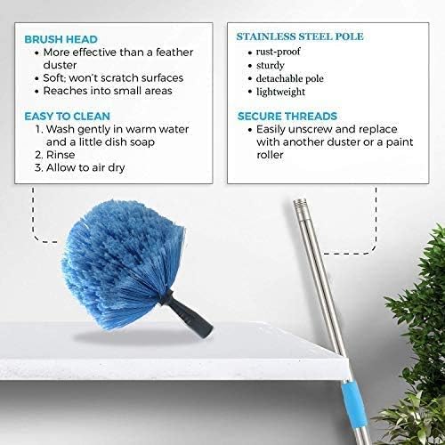 Cobweb Duster with Pole, 6ft Stainless Steel Pole Cobweb Brush with - Image 5