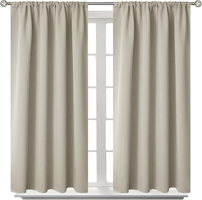 BGment Rod Pocket Blackout Curtains for Bedroom - Thermal Insulated Room Darkening Curtain for Living Room, Light Camel, 42 x 54 Inch, 2 Panels